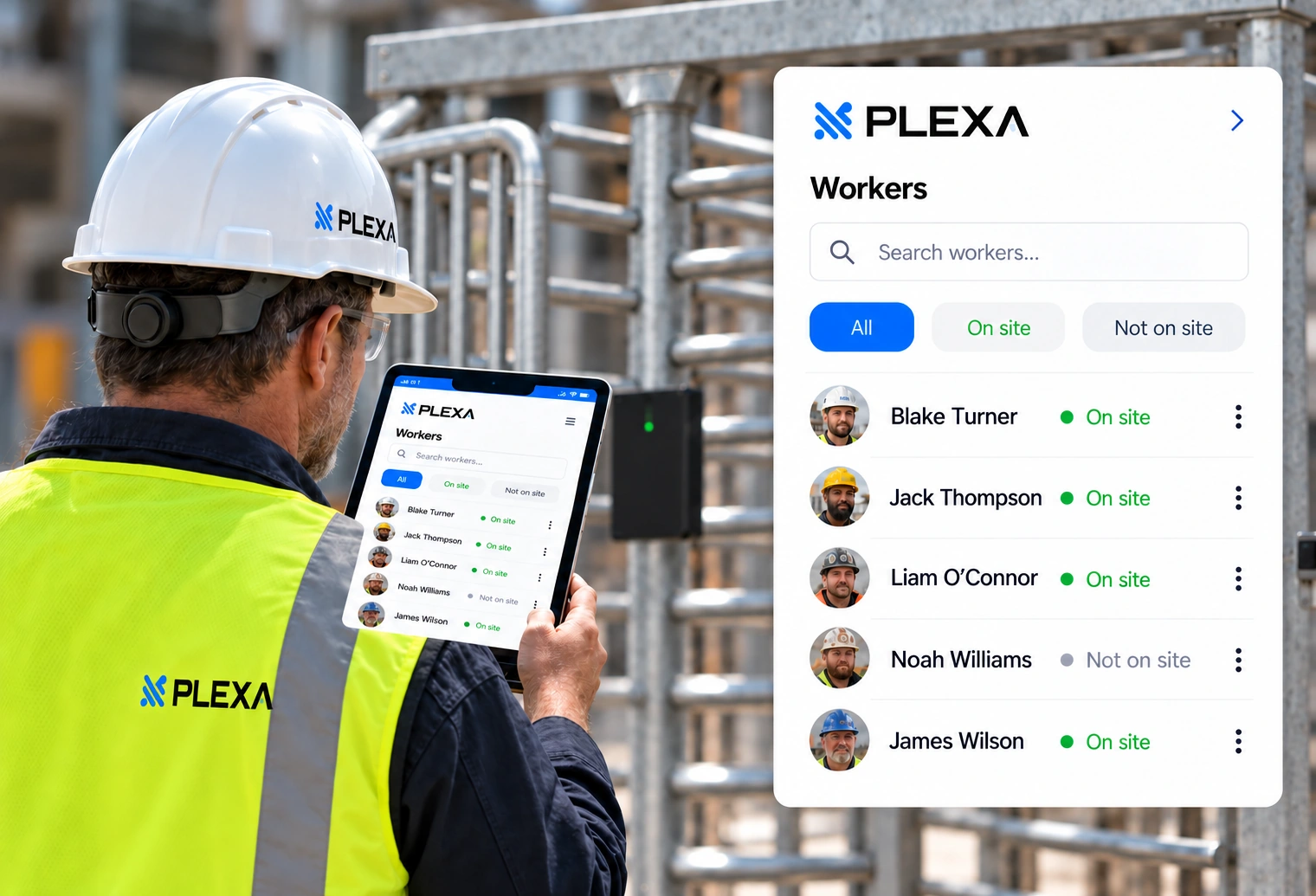 Illustrative PLEXA manager app and site manager